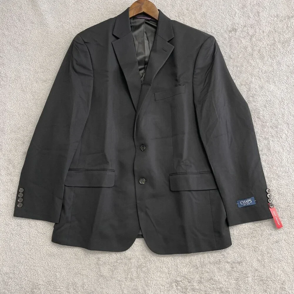 NEW Chaps Men's 42R Black Two-Button Jacket Blazer Regular